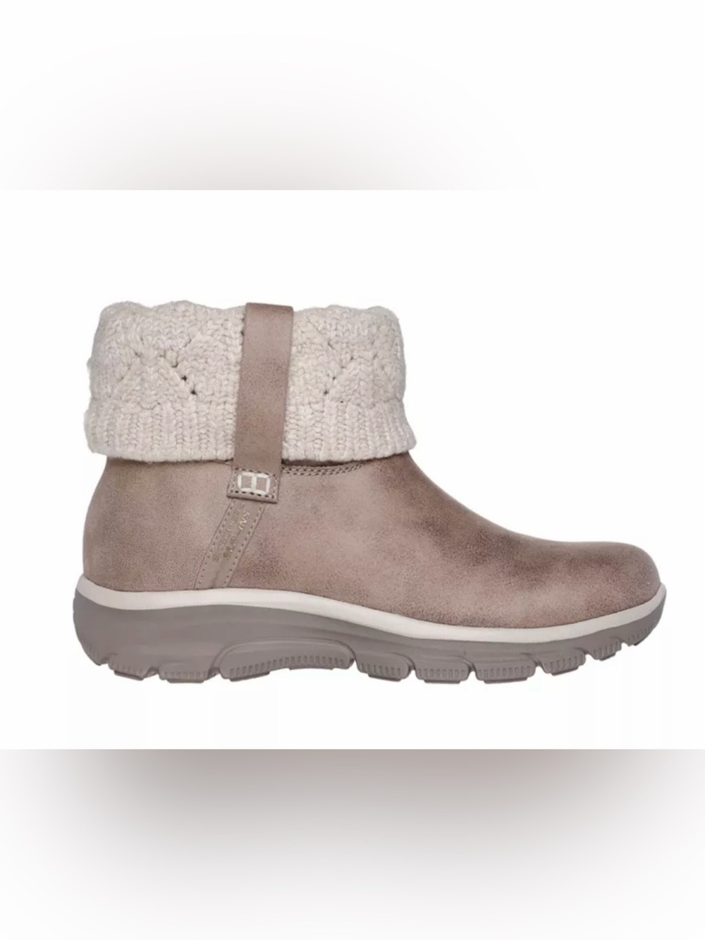 Skechers Taupe Knit Cuff Ankle Bootie Size 7.5 - Picture 6 of 16